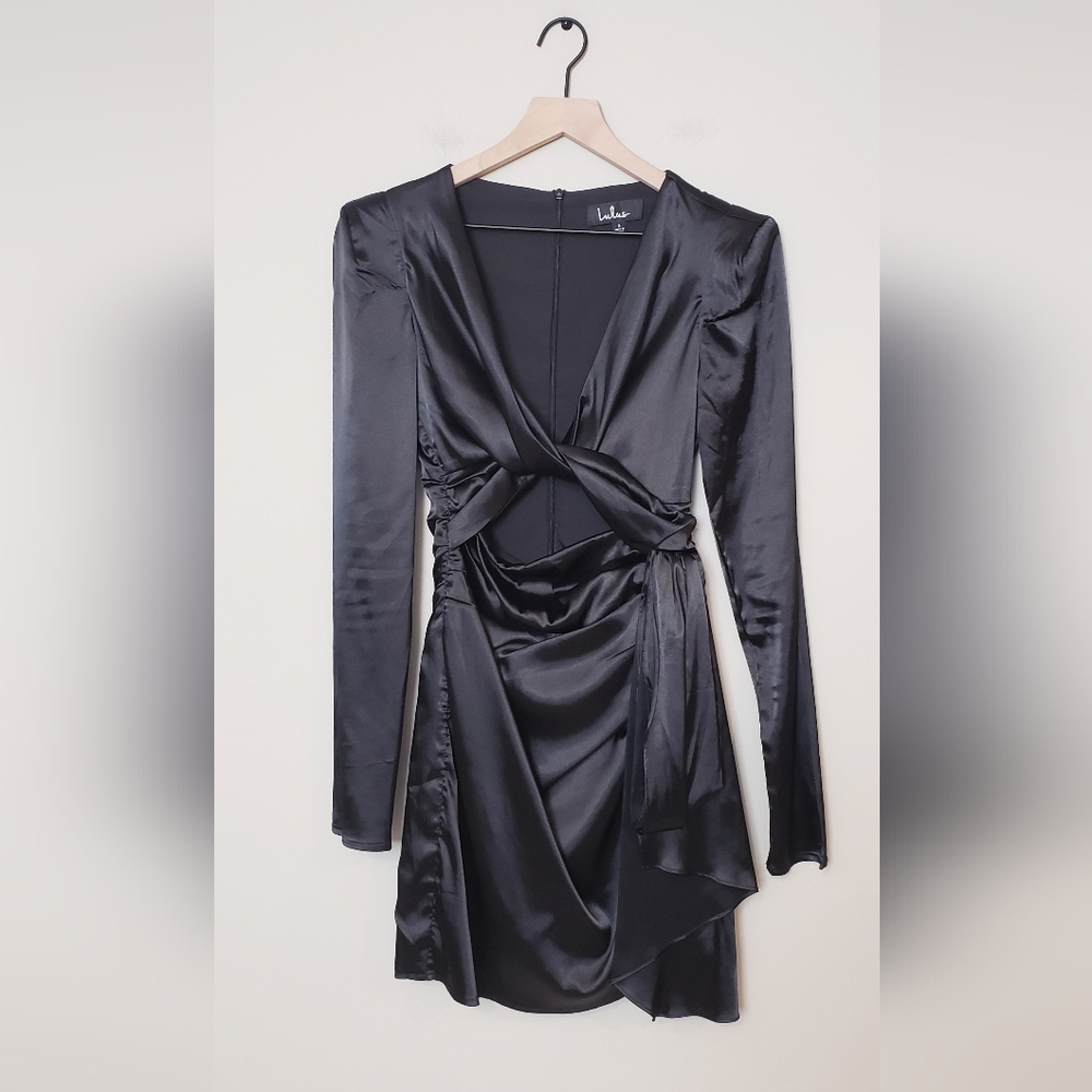 Lulus Black Satin Dress Size S - Picture 3 of 7